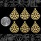 Raw Brass Filigree Teardrop Charms - Three Pairs Mirror Image - XXX - B-C137